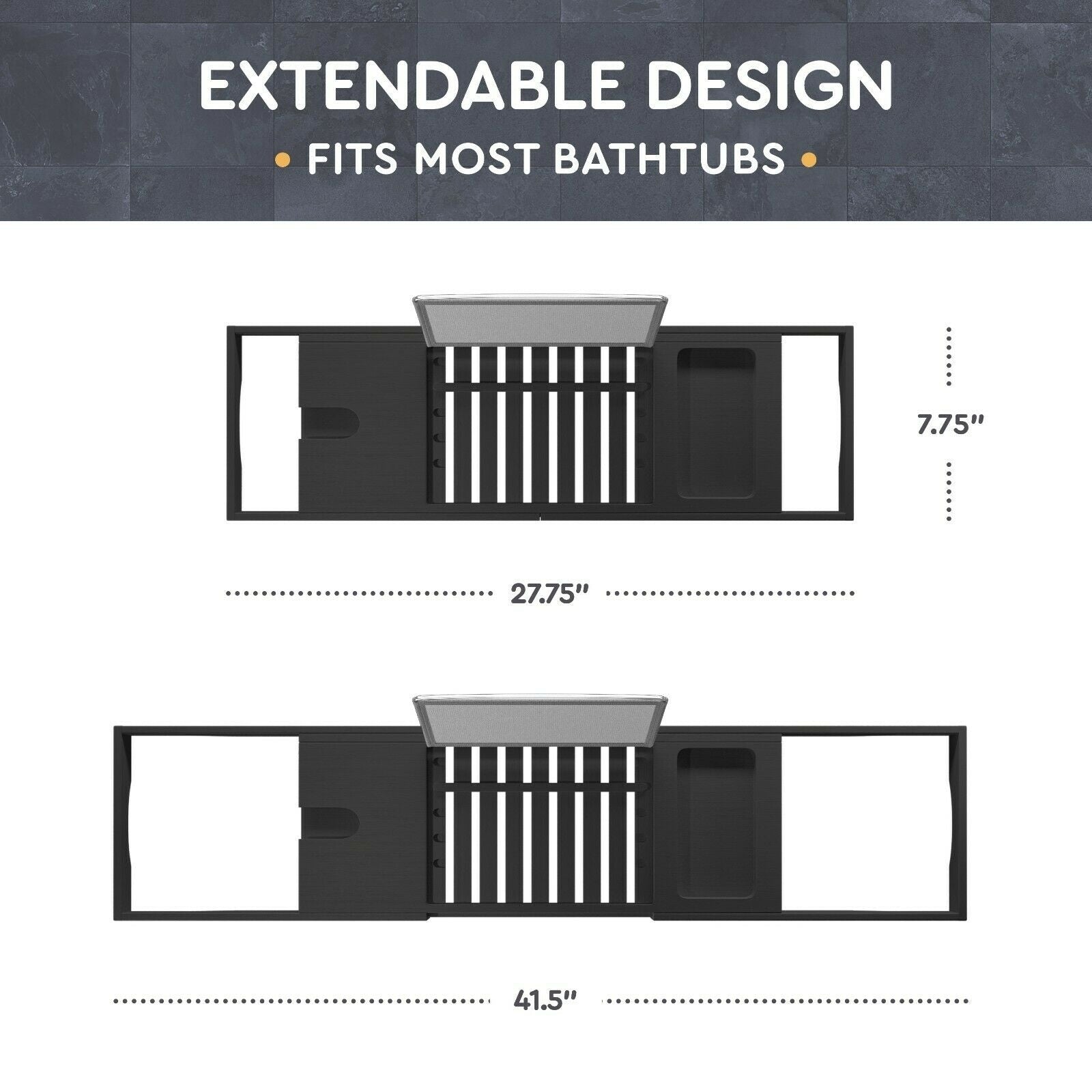 Plateau de baignoire en bambou réglable - Plateau de baignoire pliable en bois - Accessoires de bain