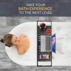 Plateau de baignoire en bambou réglable - Plateau de baignoire pliable en bois - Accessoires de bain
