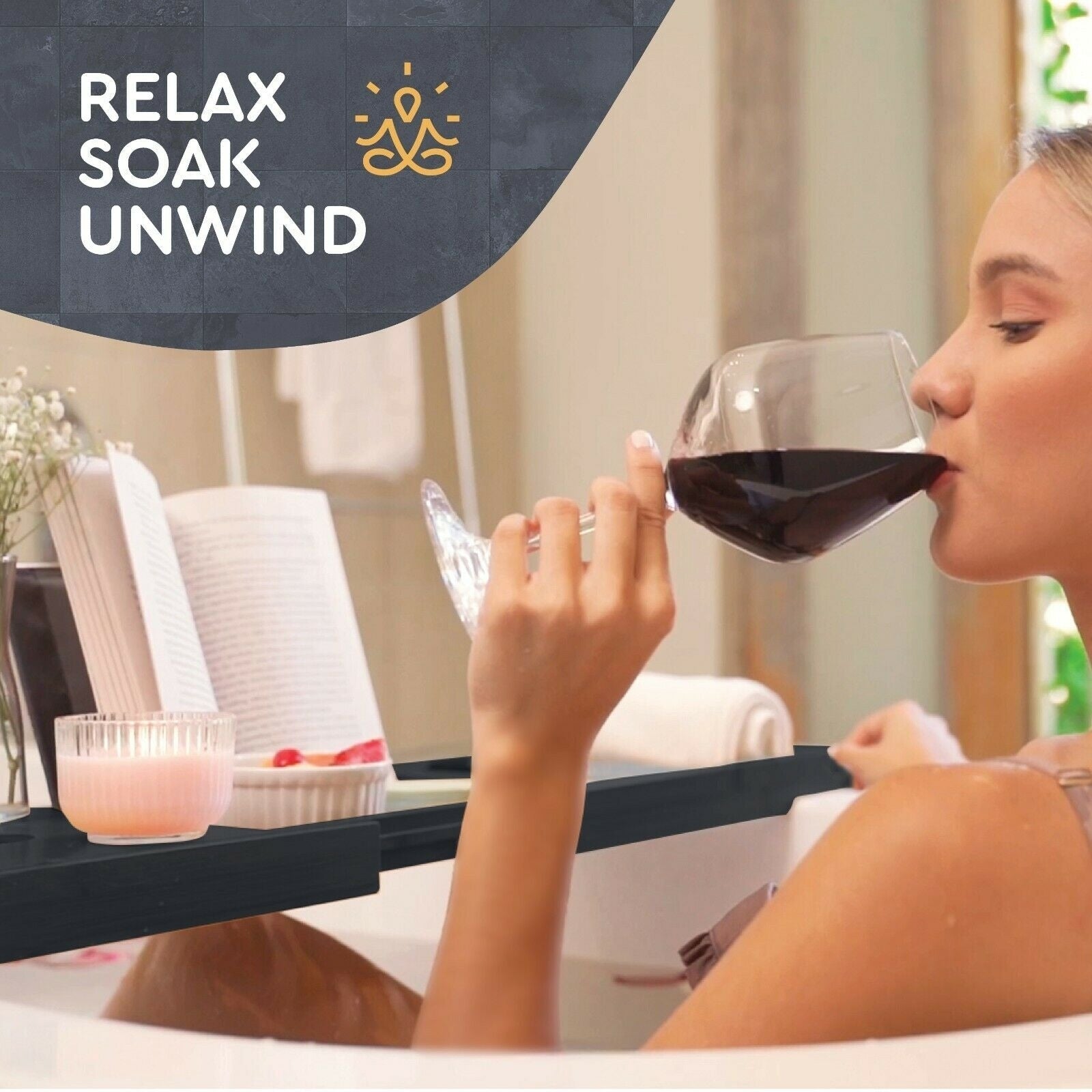 Plateau de baignoire en bambou réglable - Plateau de baignoire pliable en bois - Accessoires de bain