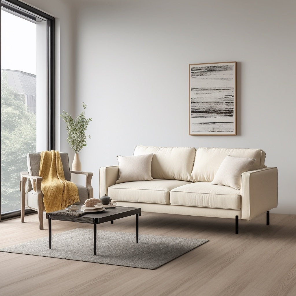 Canapé à accoudoirs carrés en lin 70 po Barbett