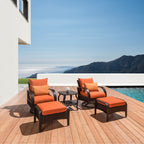 Ensemble de fauteuils club et poufs d'extérieur Barcelo Sunbrella 5 pièces