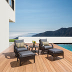 Ensemble de fauteuils club et poufs d'extérieur Barcelo Sunbrella 5 pièces