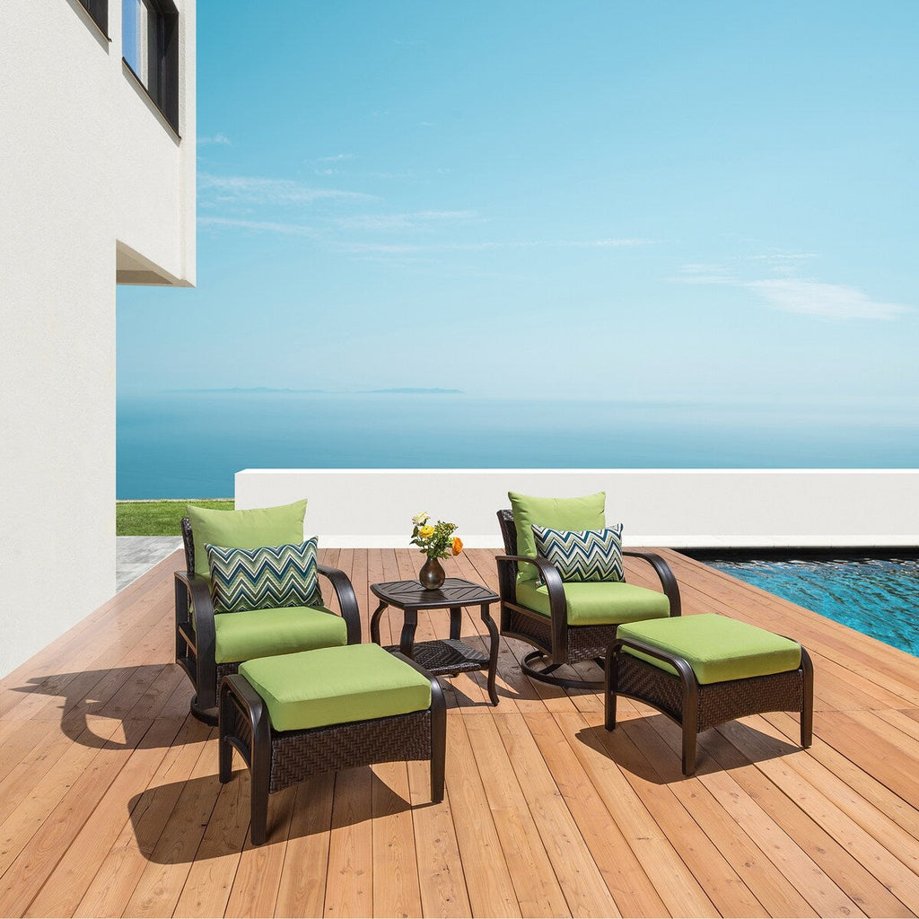 Ensemble de fauteuils club et poufs d'extérieur Barcelo Sunbrella 5 pièces