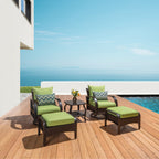 Ensemble de fauteuils club et poufs d'extérieur Barcelo Sunbrella 5 pièces