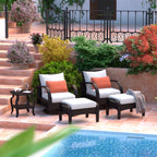 Ensemble de fauteuils club et poufs d'extérieur Barcelo Sunbrella 5 pièces