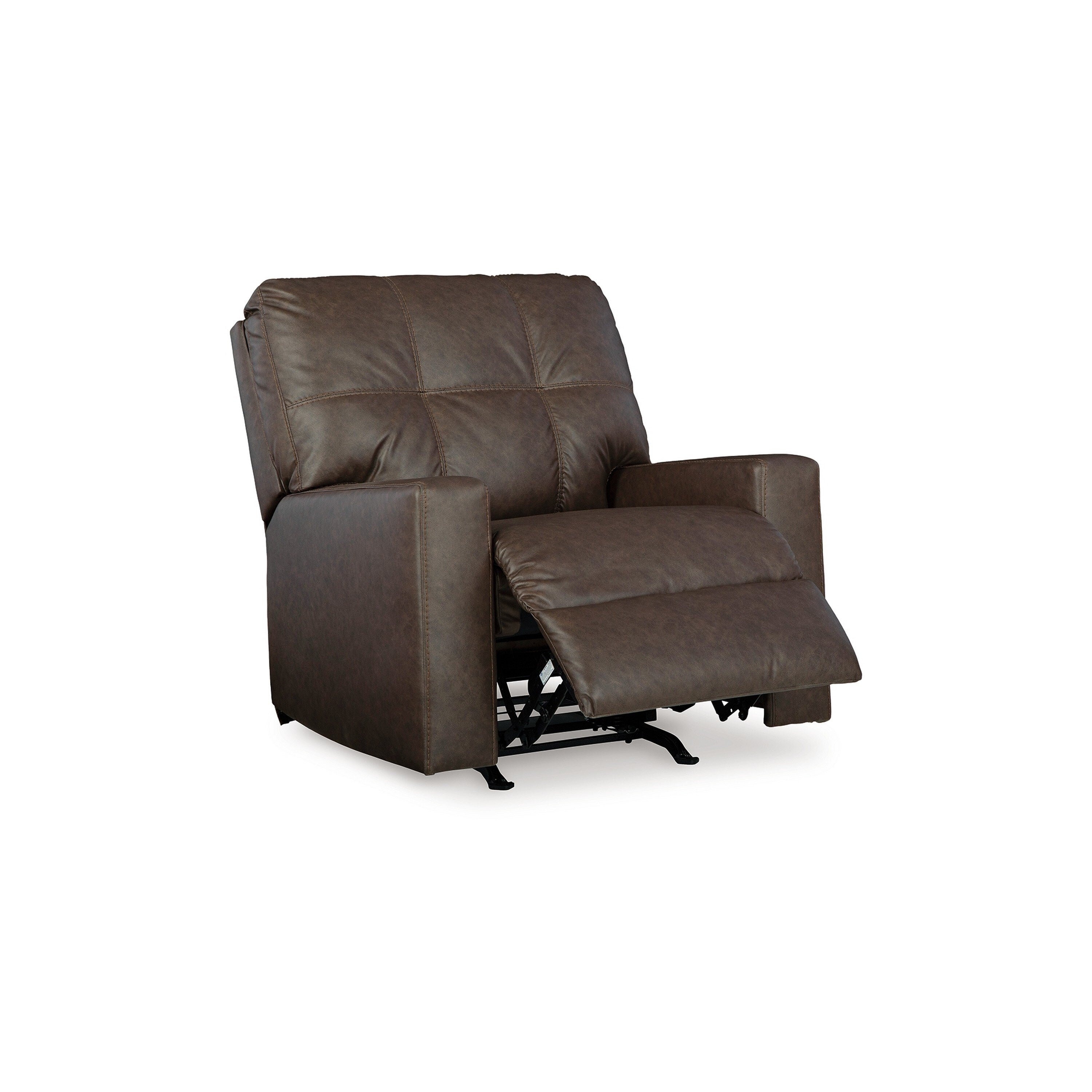 Fauteuil inclinable manuel Barl, 35 pouces, capitonné, similicuir marron foncé