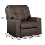 Fauteuil inclinable manuel Barl, 35 pouces, capitonné, similicuir marron foncé