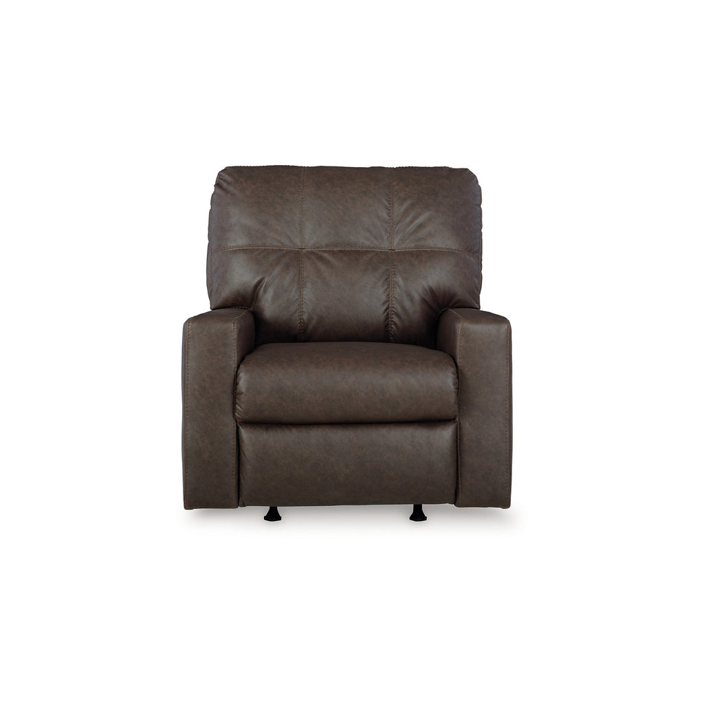Fauteuil inclinable manuel Barl, 35 pouces, capitonné, similicuir marron foncé