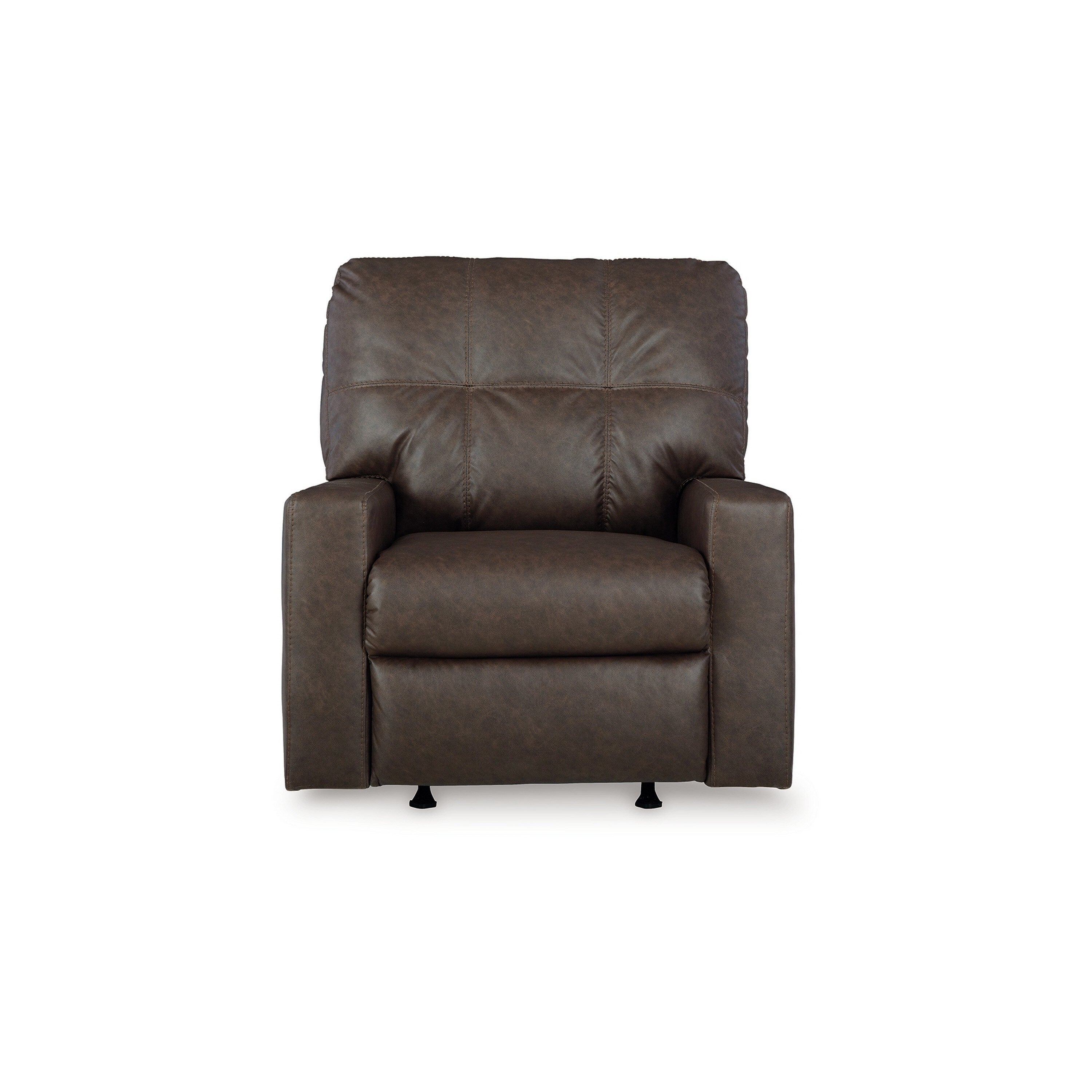 Fauteuil inclinable manuel Barl, 35 pouces, capitonné, similicuir marron foncé