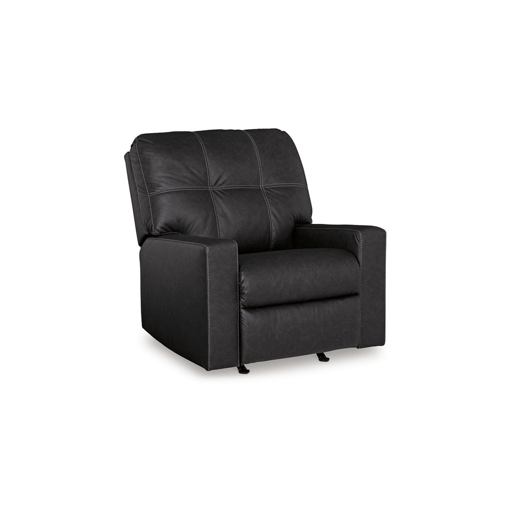 Fauteuil inclinable manuel Barl, 35 pouces, capitonné, similicuir noir riche