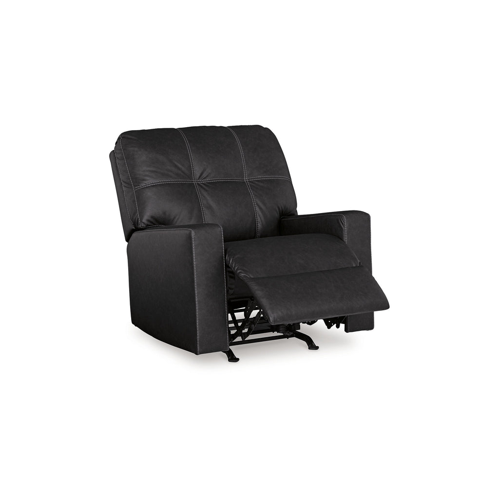 Fauteuil inclinable manuel Barl, 35 pouces, capitonné, similicuir noir riche