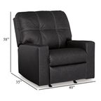 Fauteuil inclinable manuel Barl, 35 pouces, capitonné, similicuir noir riche