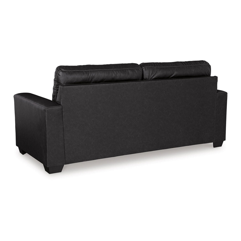Canapé-lit Barl, lit gigogne queen size, 85 pouces, similicuir noir