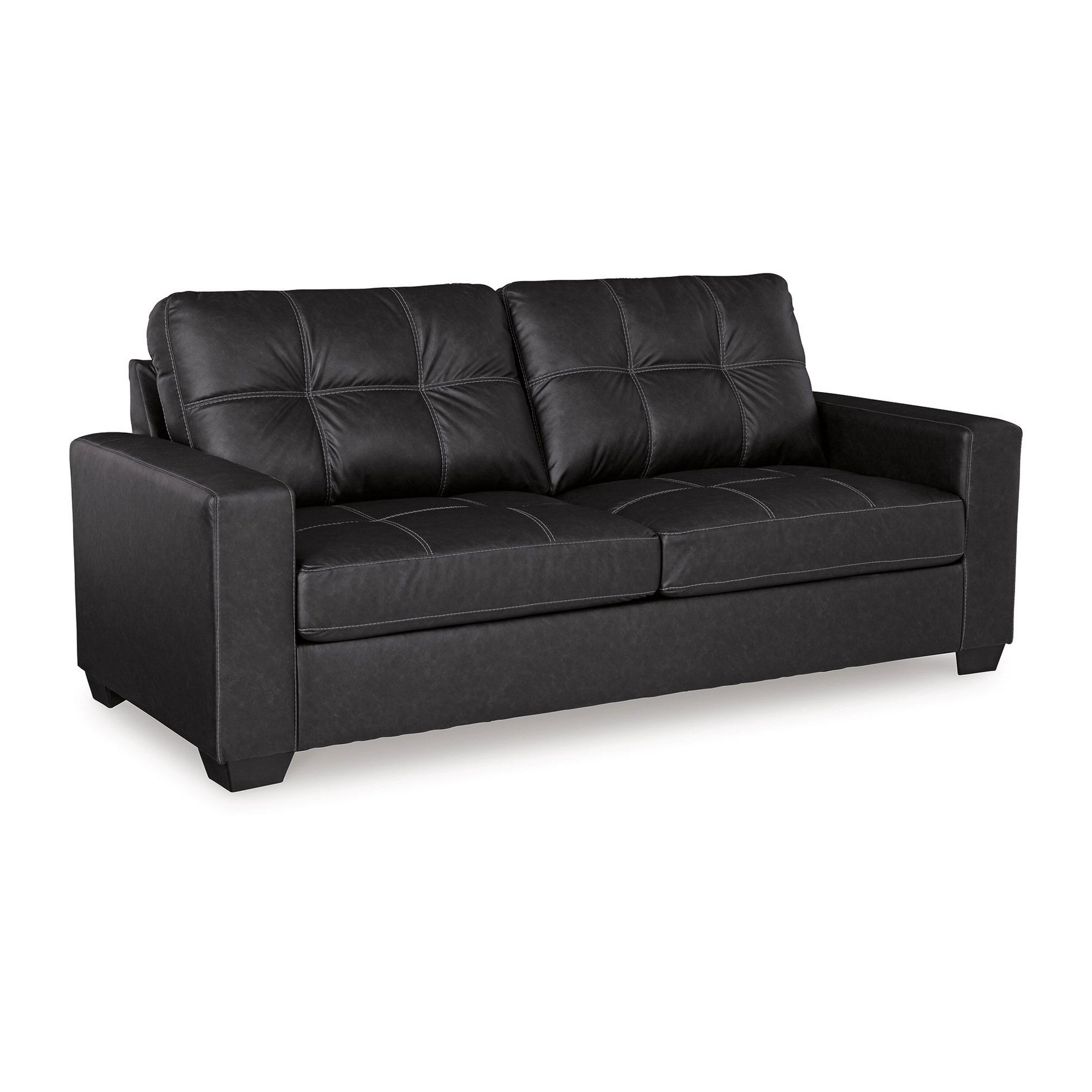 Canapé-lit Barl, lit gigogne queen size, 85 pouces, similicuir noir