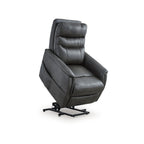 Fauteuil inclinable électrique Barrett, similicuir gris foncé, dossier coussiné