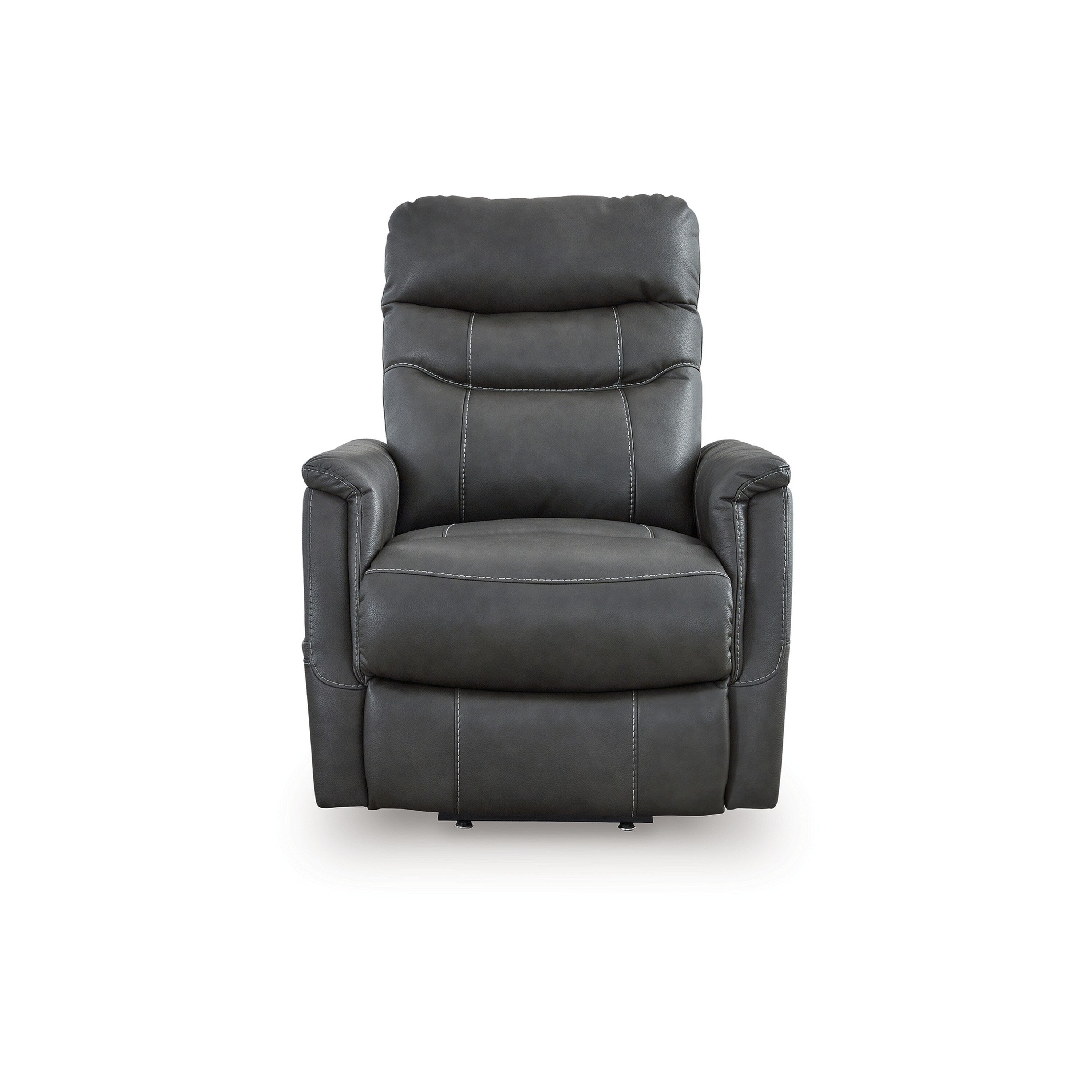 Fauteuil inclinable électrique Barrett, similicuir gris foncé, dossier coussiné