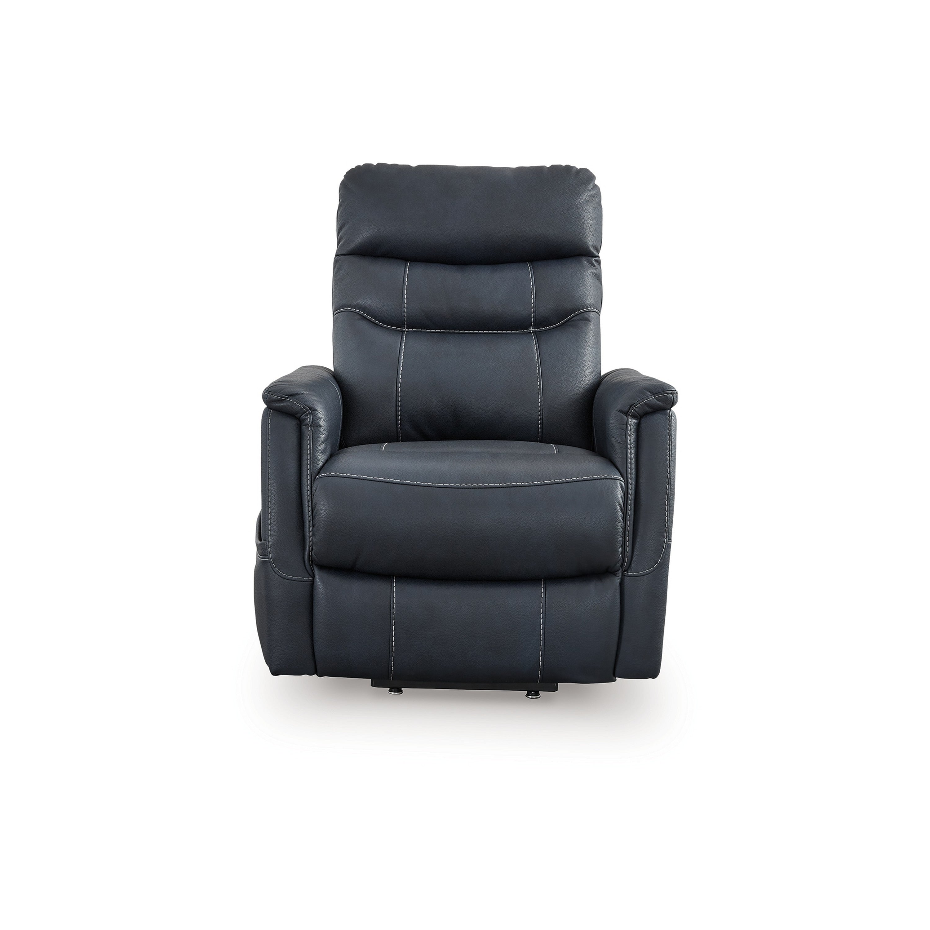 Fauteuil inclinable électrique Barrett, similicuir bleu marine, dossier coussiné