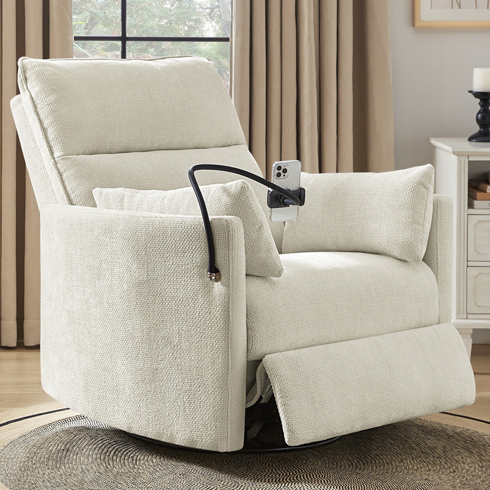 Fauteuil inclinable pivotant et électrique Barry Modern 38 pouces avec ports USB par HULALA HOME