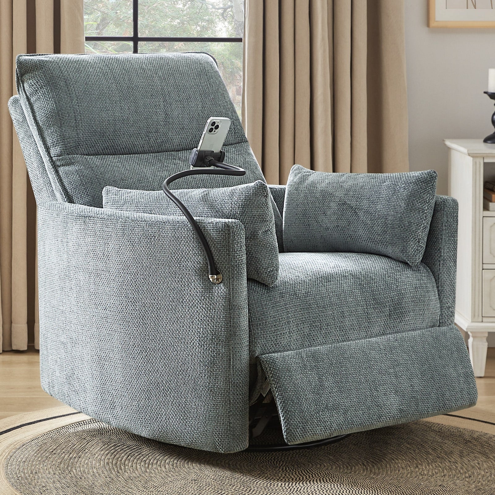 Fauteuil inclinable pivotant et électrique Barry Modern 38 pouces avec ports USB par HULALA HOME