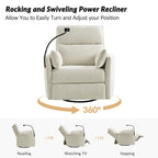 Fauteuil inclinable pivotant et électrique Barry Modern 38 pouces avec ports USB par HULALA HOME