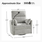 Fauteuil inclinable pivotant et électrique Barry Modern 38 pouces avec ports USB par HULALA HOME