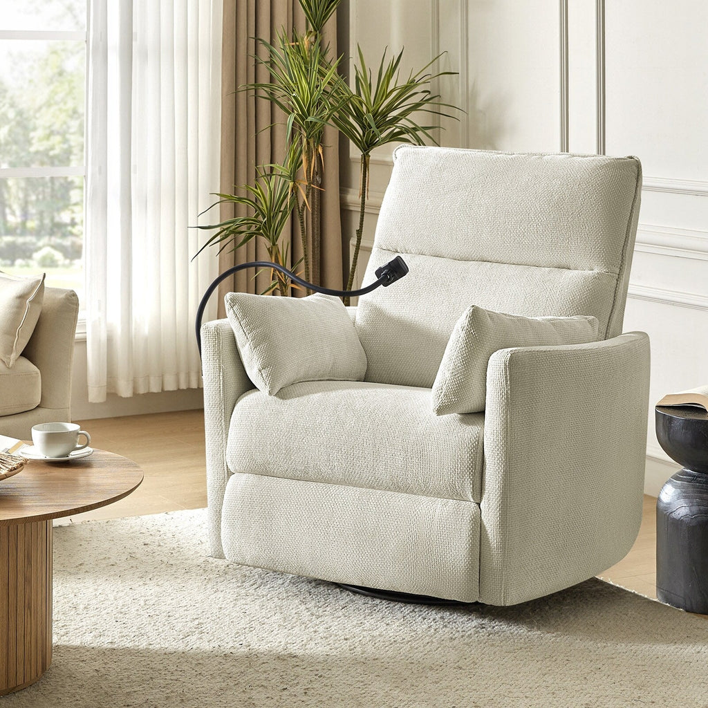 Fauteuil inclinable pivotant et électrique Barry Modern 38 pouces avec ports USB par HULALA HOME