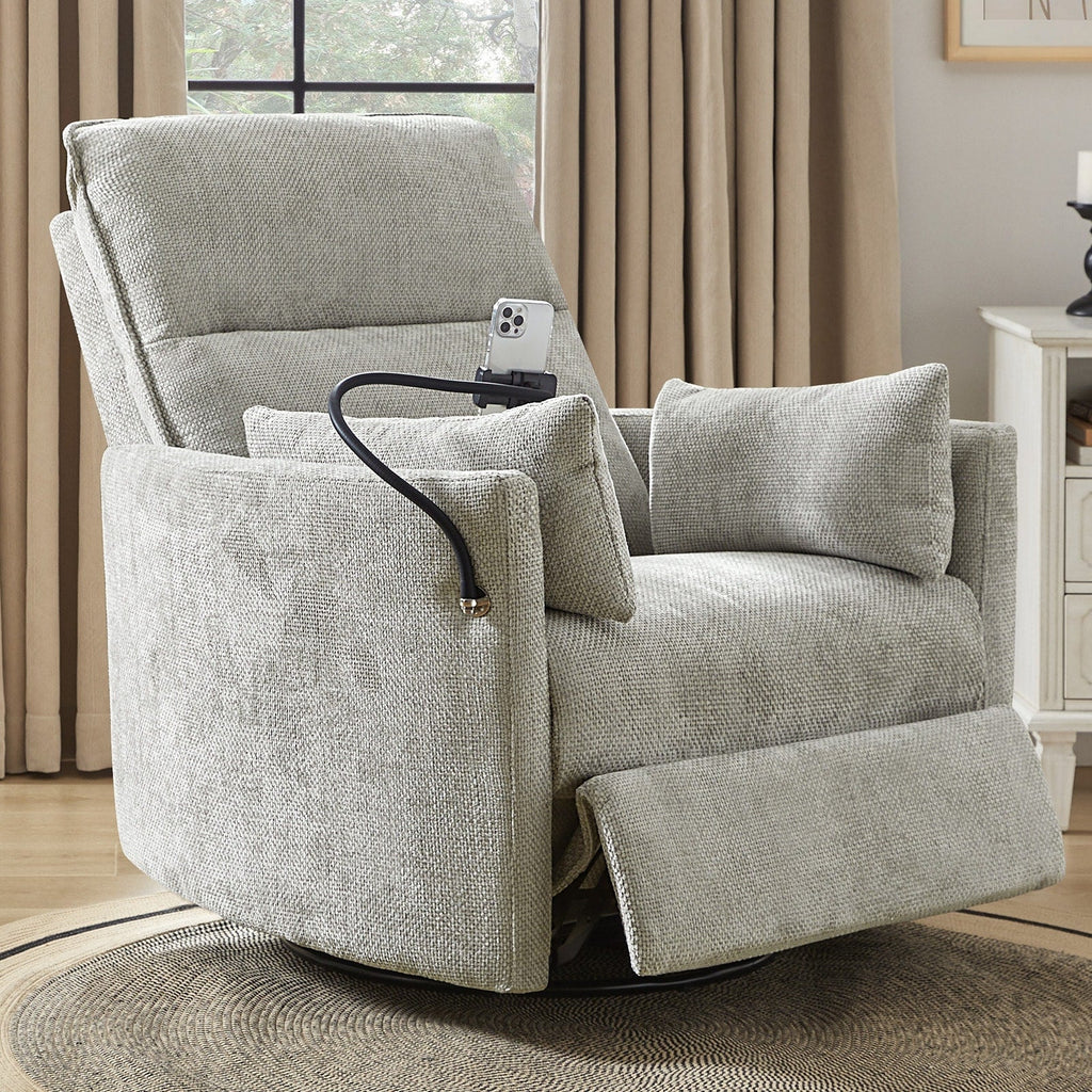 Fauteuil inclinable pivotant et électrique Barry Modern 38 pouces avec ports USB par HULALA HOME