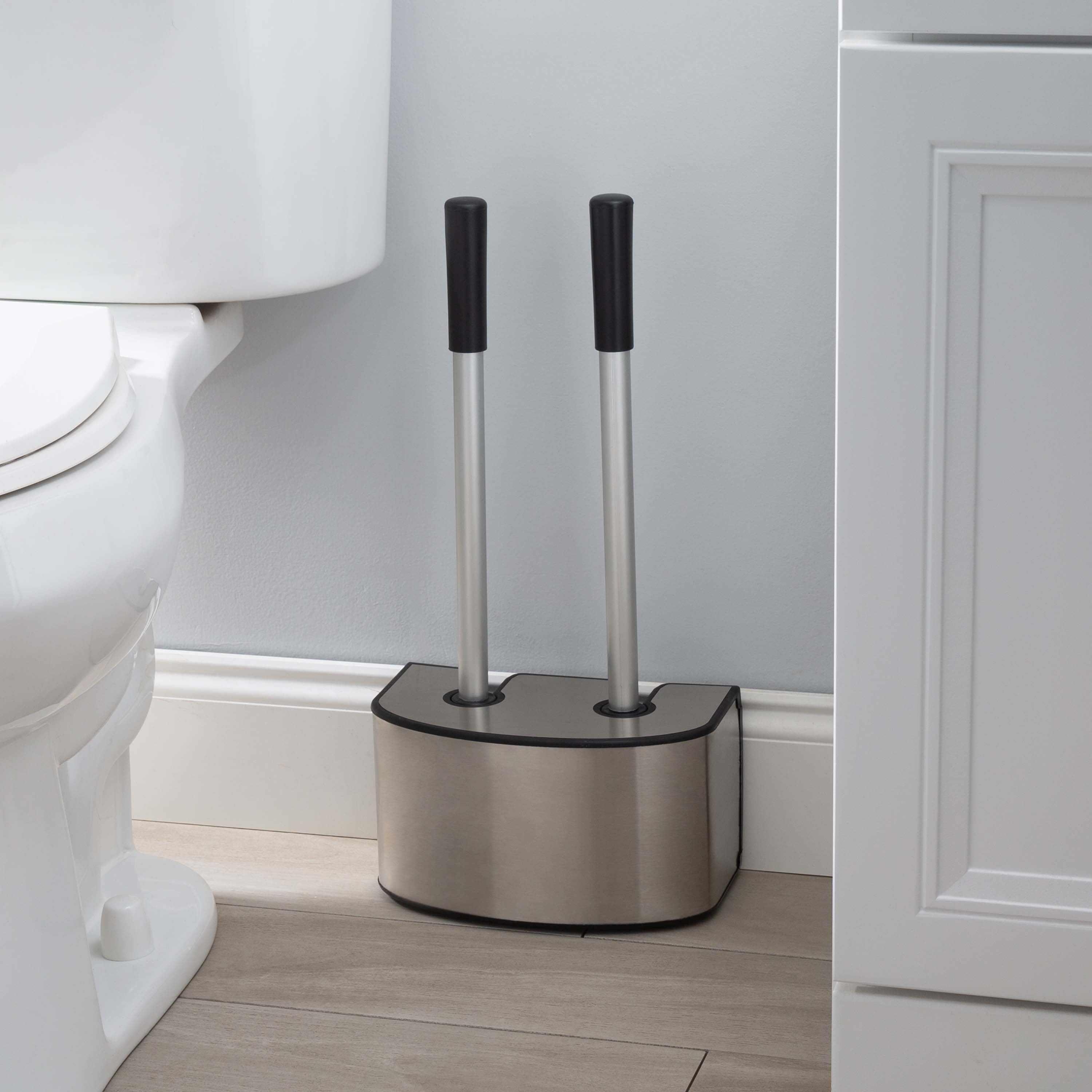 Ensemble brosse et déboucheur de toilettes 2 en 1 Bath Bliss en acier inoxydable - 8,66 x 5,12 x 18,9