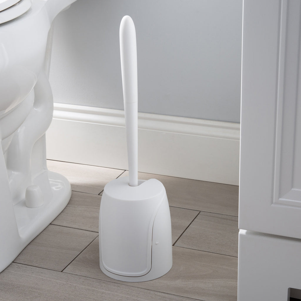 Brosse WC Bath Bliss à fermeture automatique avec poils en caoutchouc souple - 5 x 5 x 17