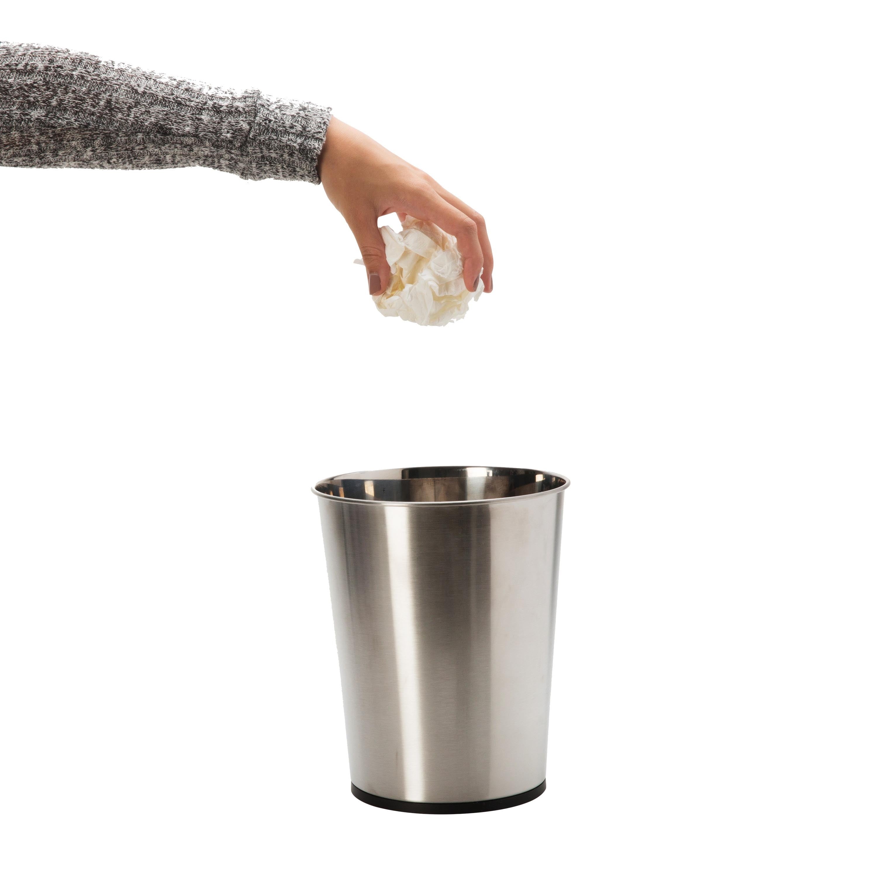 Poubelle Bath Bliss en acier inoxydable argenté - 7,7 x 9,6