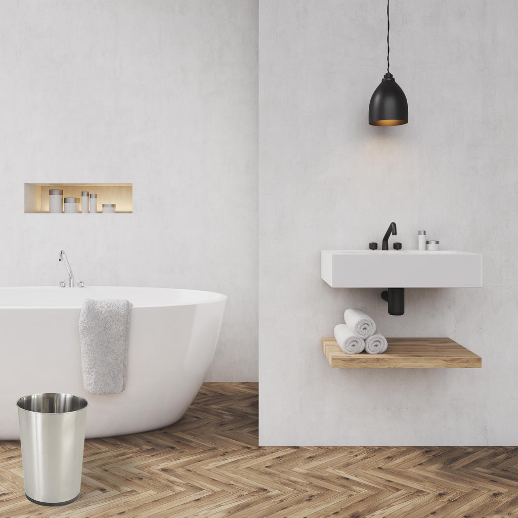 Poubelle Bath Bliss en acier inoxydable argenté - 7,7 x 9,6