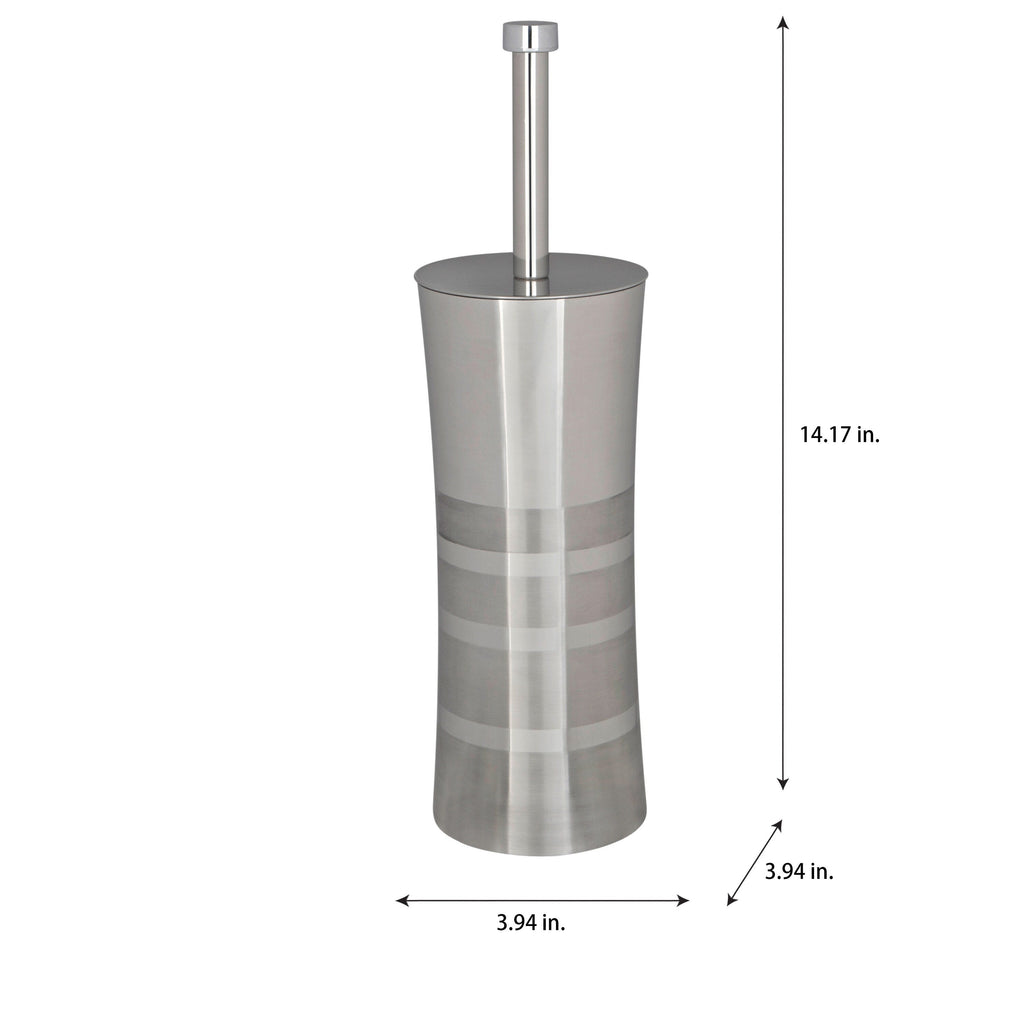 Brosse de toilette et support en acier inoxydable Bath Bliss, deux tons - 3,94 x 3,94 x 14,17