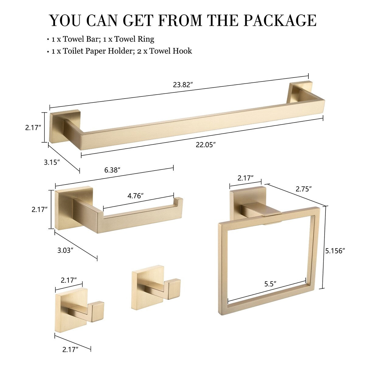 Ensemble de 5 accessoires de salle de bain Bathlet en acier inoxydable