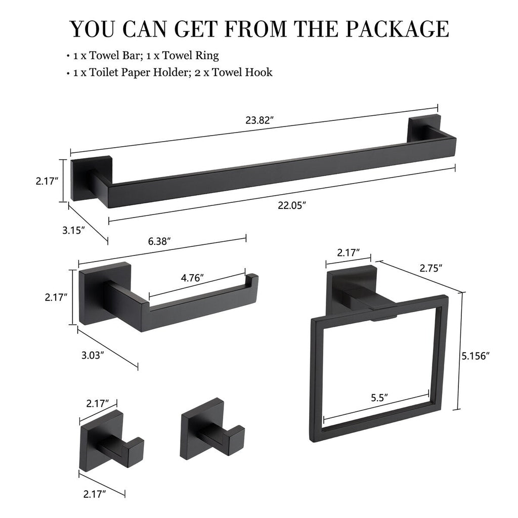 Ensemble de 5 accessoires de salle de bain Bathlet en acier inoxydable