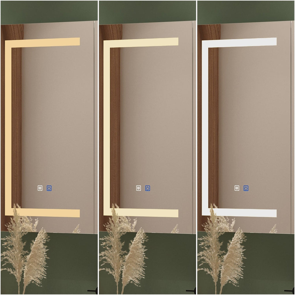 Armoire à pharmacie de salle de bain avec miroir LED antibuée 6 000 K, armoire murale blanche