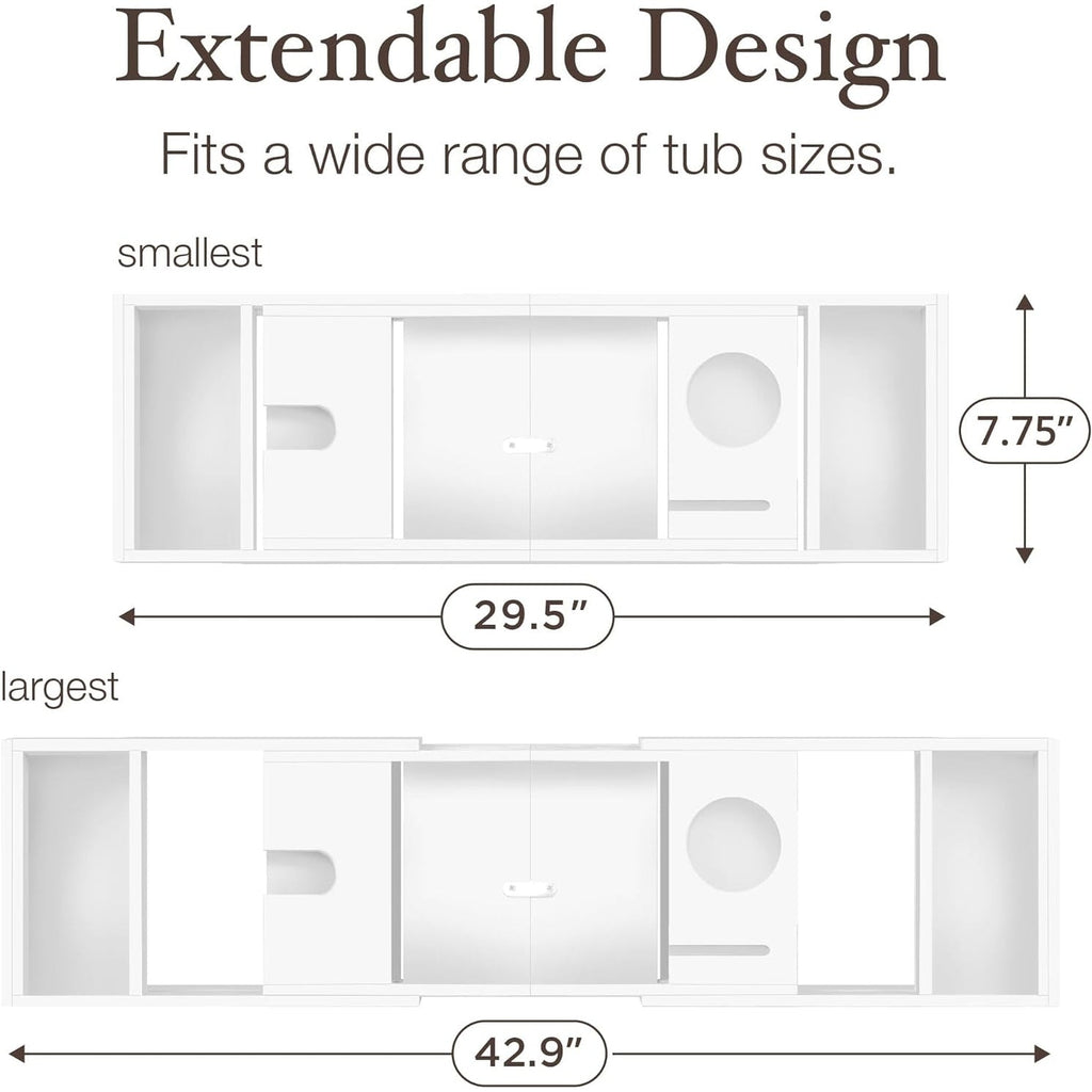 Plateau de baignoire en bambou extensible, support pour livres et tablettes, plateau de baignoire pliable