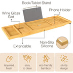 Plateau de baignoire en bambou extensible, support pour livres et tablettes, plateau de baignoire pliable