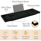 Plateau de baignoire en bambou extensible, support pour livres et tablettes, plateau de baignoire pliable