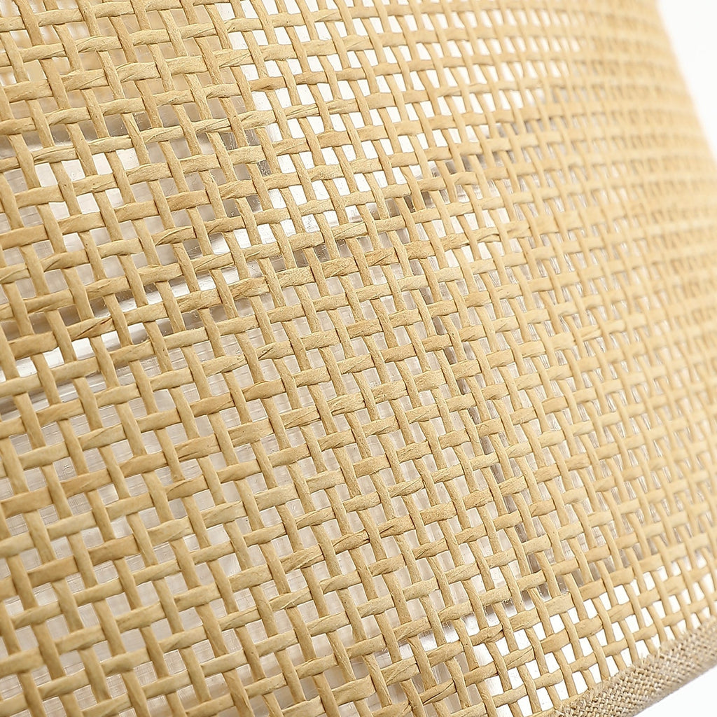 Lustre tambour côtier noir Bayou à 5 lumières avec double abat-jour en rotin - 24 po de largeur