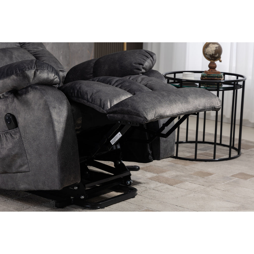 Fauteuil inclinable électrique surdimensionné en chenille gris Beacon avec massage à 8 points et chauffage lombaire