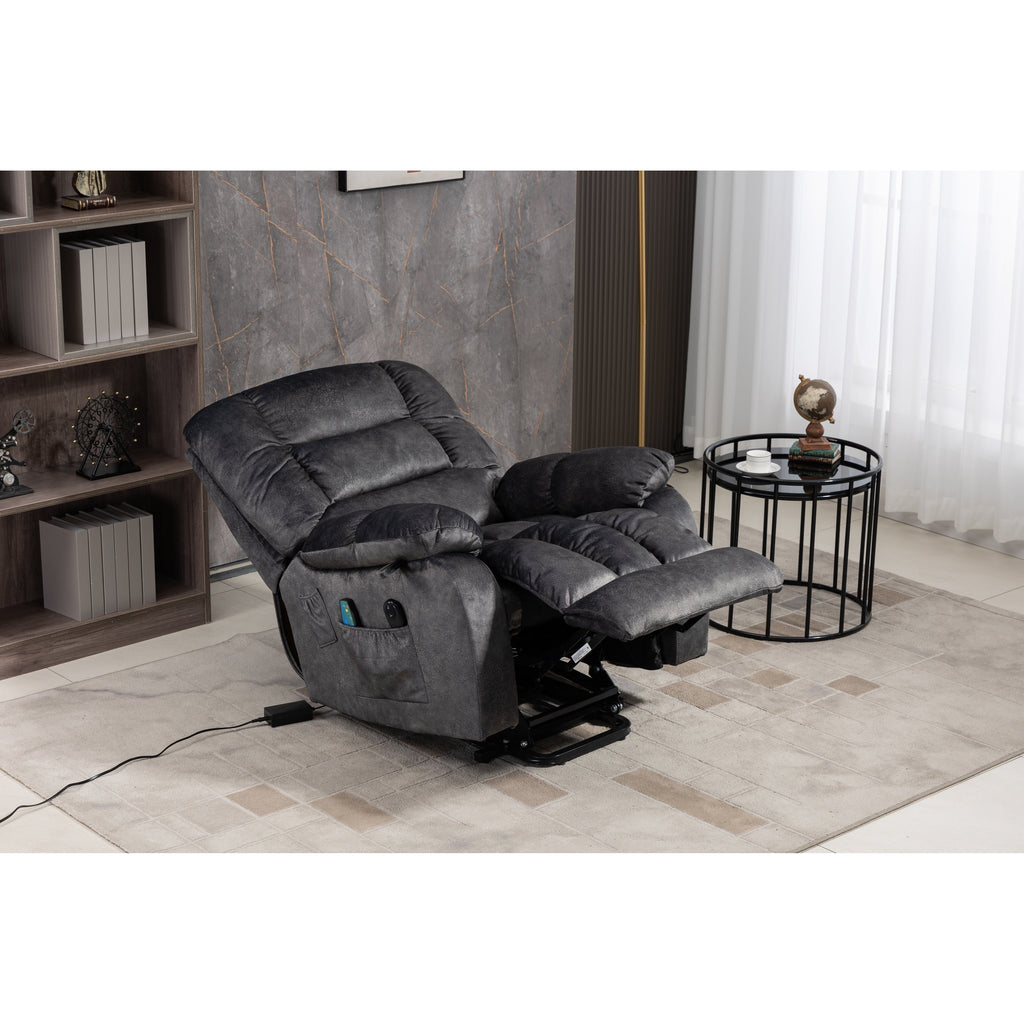 Fauteuil inclinable électrique surdimensionné en chenille gris Beacon avec massage à 8 points et chauffage lombaire