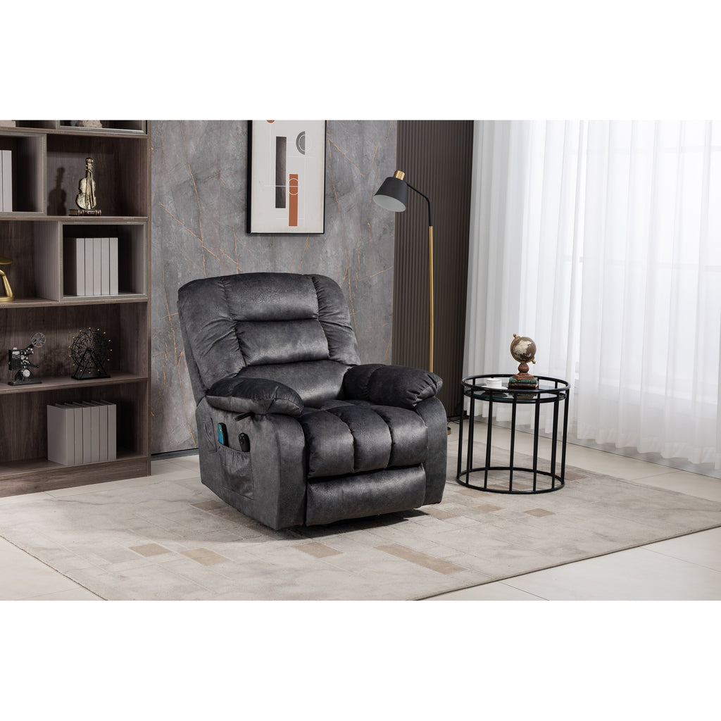 Fauteuil inclinable électrique surdimensionné en chenille gris Beacon avec massage à 8 points et chauffage lombaire
