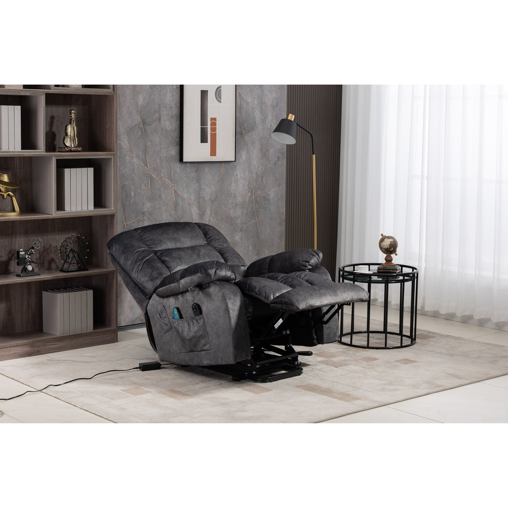 Fauteuil inclinable électrique surdimensionné en chenille gris Beacon avec massage à 8 points et chauffage lombaire