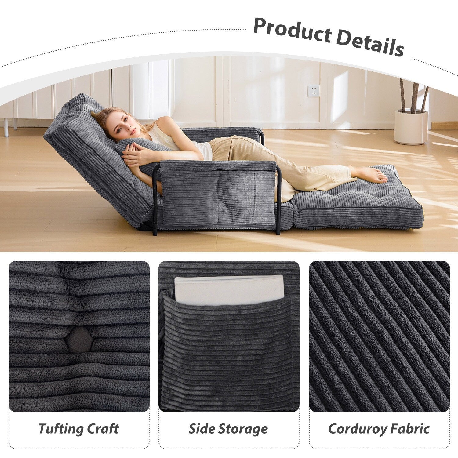 Canapé-lit poire, canapé-lit de sol - 30 x 25,6