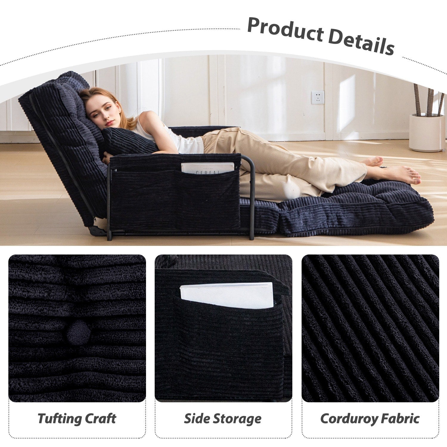 Canapé-lit poire, canapé-lit de sol - 30 x 25,6