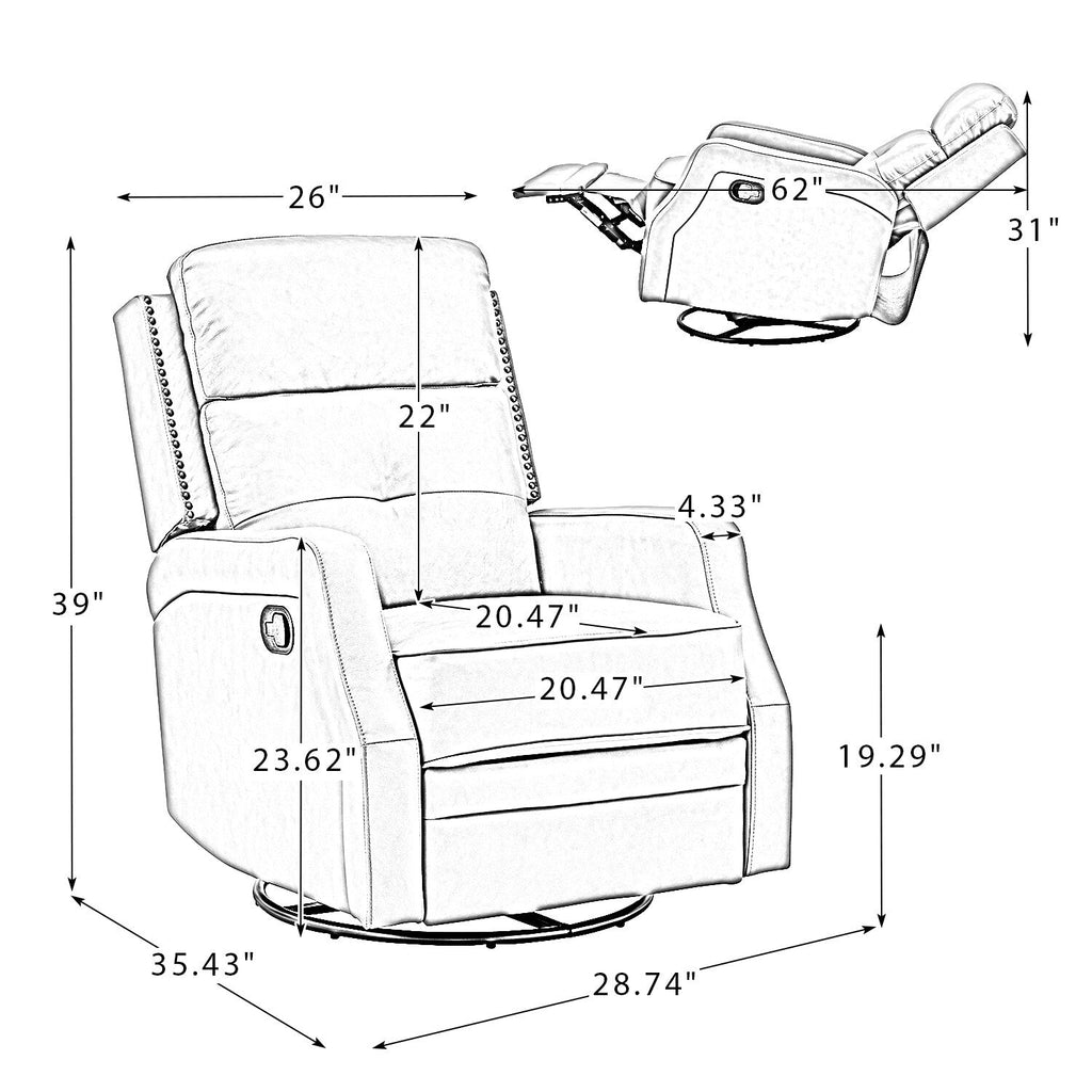 Ensemble de 2 fauteuils inclinables de salon Beatriz avec base en métal