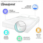 Ensemble de draps rafraîchissants en coton mélangé 600 fils Beautyrest, 4 pièces
