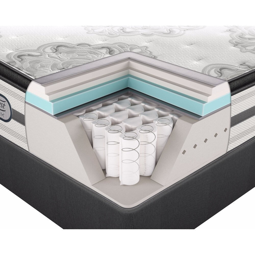 Ensemble matelas double Beautyrest Platinum Angelica de luxe ferme à plateau-coussin de 14,5 pouces