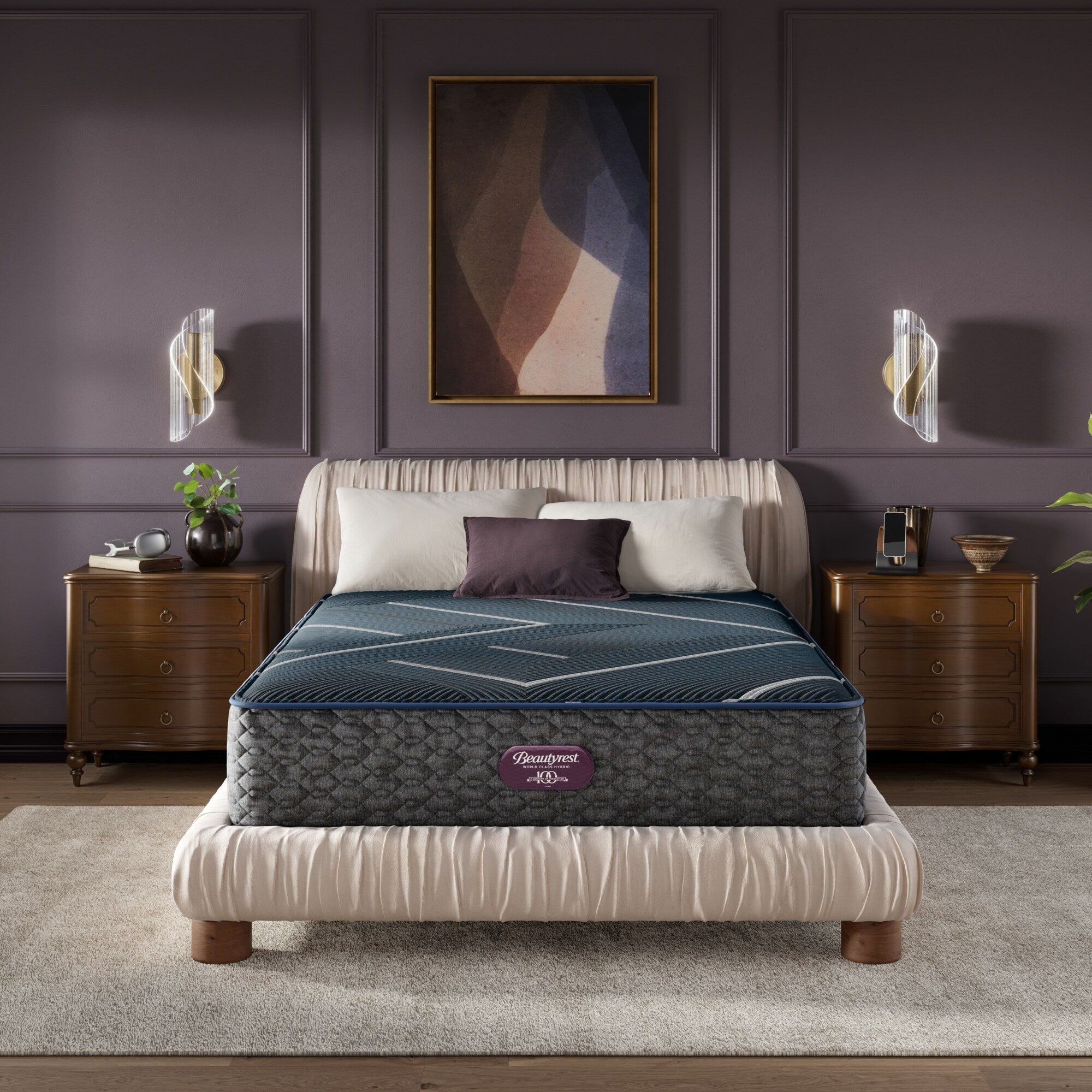 Matelas hybride moelleux Beautyrest World Class Level Four - Bleu foncé