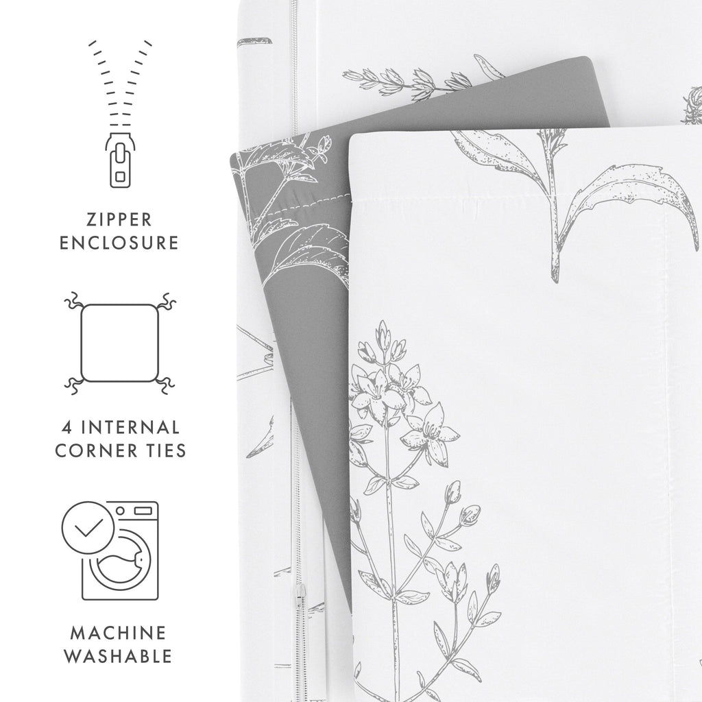 Parure de lit réversible 3 pièces à motif floral botanique ultra doux Becky Cameron